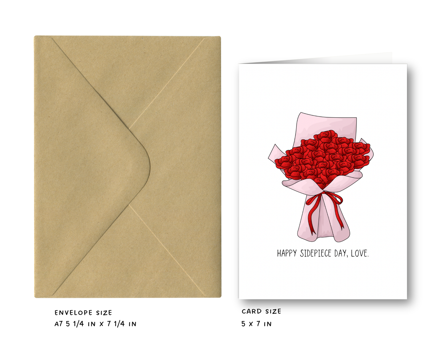 Happy Sidepiece Day- Valentines Day Greeting Card, Cheater Card, Pink, Roses, Flowers, Love, Sidepiece Day